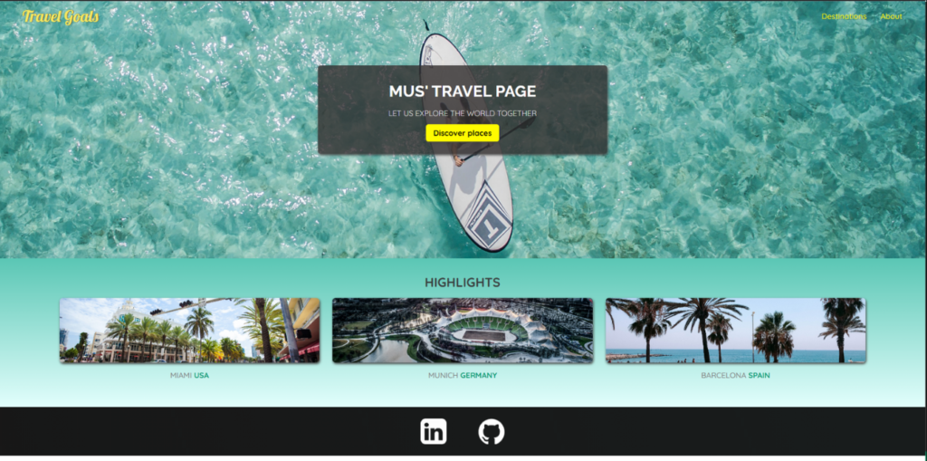 travel landing page