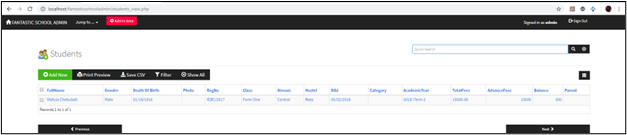 student registration page